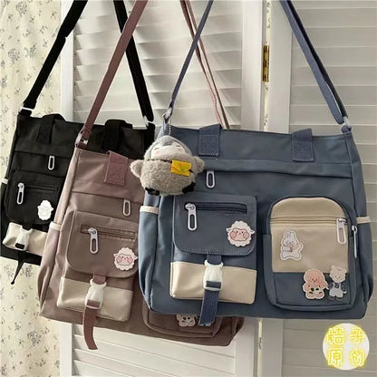 Kawaii Canvas Crossbody Bag – Japanese Style Shoulder Bag for Women & Students