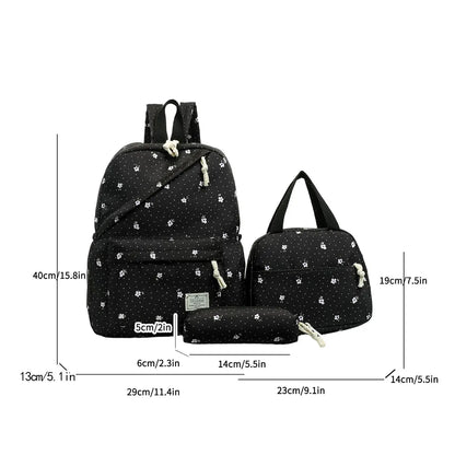 Gentle Sweet Wavelet Dot Strawberry Printed Three Piece Backpack Lightweight Multifunctional Cute