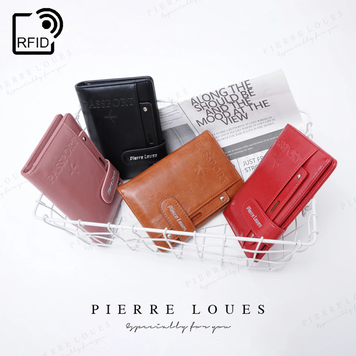 Rfid Passport Bag Pu Multi-Function Sim Card Certificate Ticket Holster Wallet