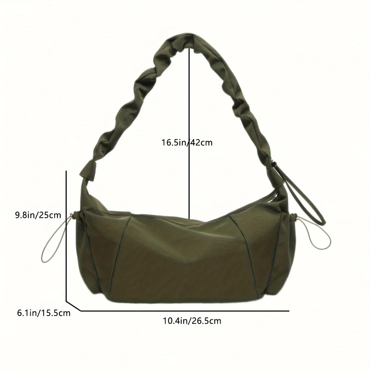 Nylon Ruched Shoulder Bag for Women – Multi-Pocket Hobo