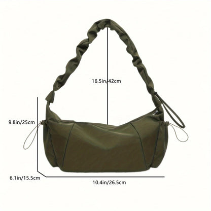 Nylon Ruched Shoulder Bag for Women – Multi-Pocket Hobo