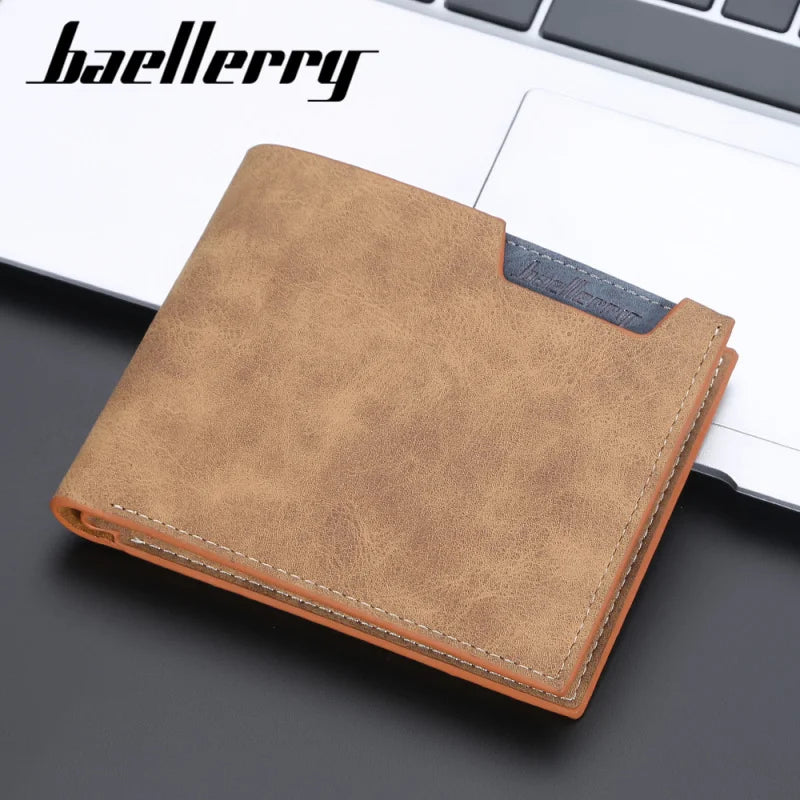 Men S Short Wallet Multi Card Slots Open Leather Clutch Matte Young