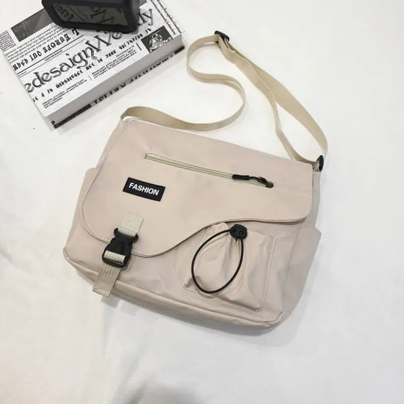 Waterproof Canvas Messenger Bag – Multi-Pocket Crossbody