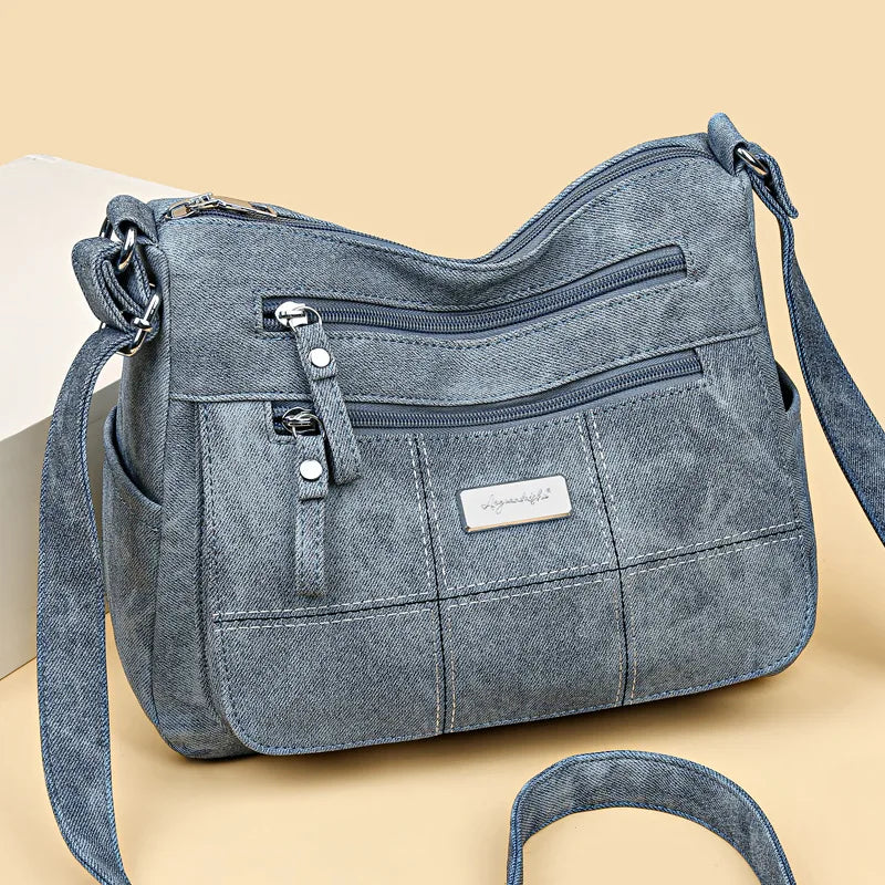 Crossbody Messenger Bag – Vintage Multi-Pocket Shoulder Bag for Women