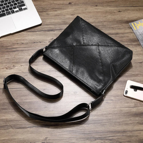 Top-Grain Cowhide Single-Shoulder Bag Men Casual Crossbody Bag Large-Capacity Single-Shoulder