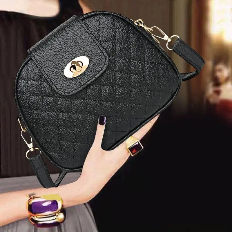 Black Crossbody Bag for Women – 3-Compartment Quilted Purse with Gold Hardware