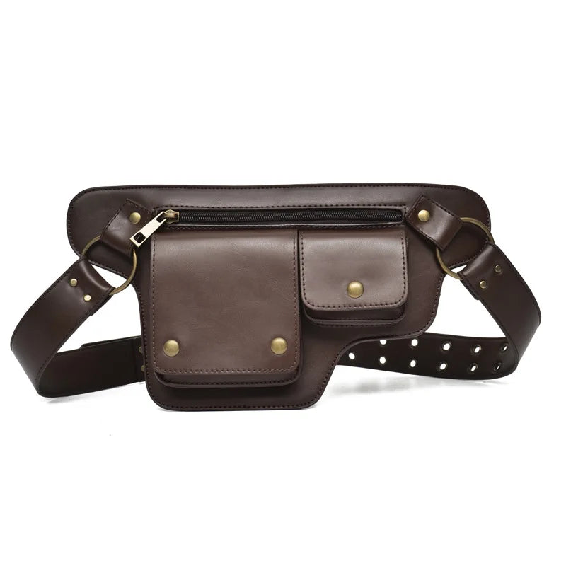 Men S Women Rivet Retro Outdoor Cycling Waist Bag Single-Shoulder Bag