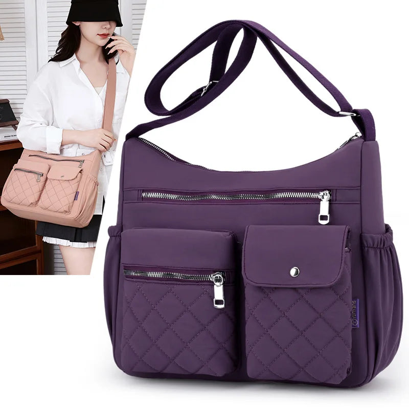 Quilted Shoulder Bag for Women – Multi-Pocket Crossbody Tote Purse