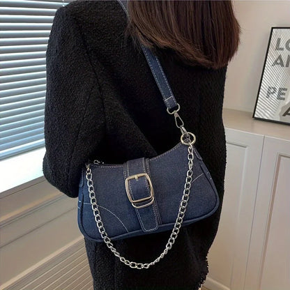 Rivet Studded Shoulder Bag – Women's Casual Underarm Purse with Chain