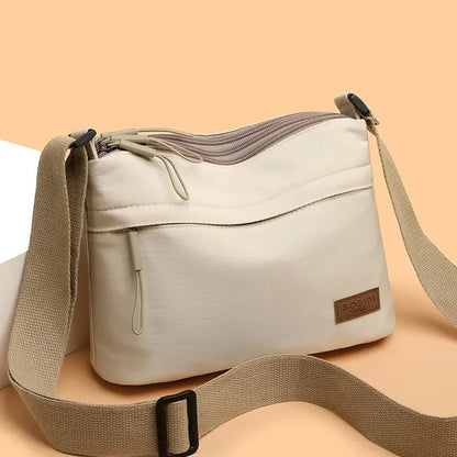 Simple Solid Color Nylon Cloth Women Multifunctional Leisure Waterproof Portable Shoulder Crossbody