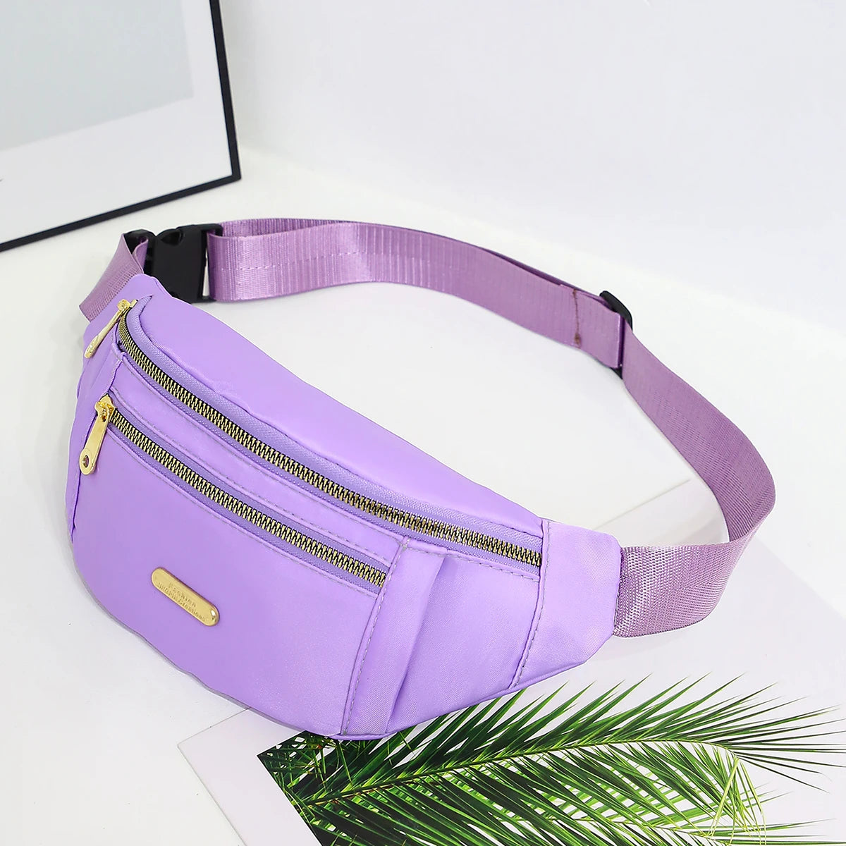Leisure Simple Unisex Waist Bag Nylon Solid Color Chest Waterproof Wear-Resistant Lightweight