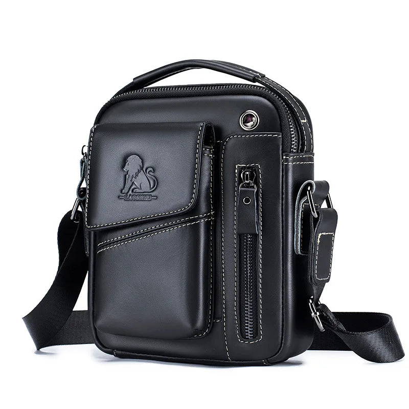 Sporty Durable Hand-Held Crossbody Bag Top Layer Cowhide
