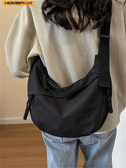 Homefish Large Capacity Casual Nylon Women Shoulder Bag Korean Style Hobos Youth Crossbody