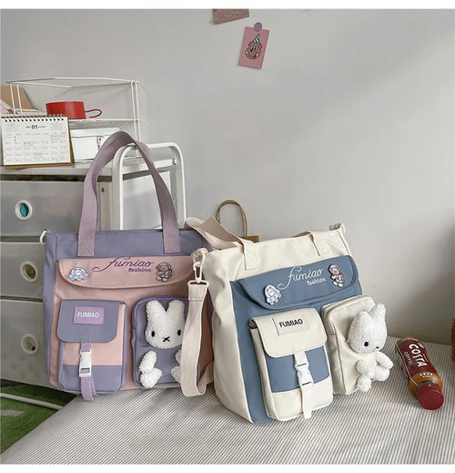 Student Remedial Hand Carrying Book Bag Class Canvas Lesson Slant Across One Shoulder