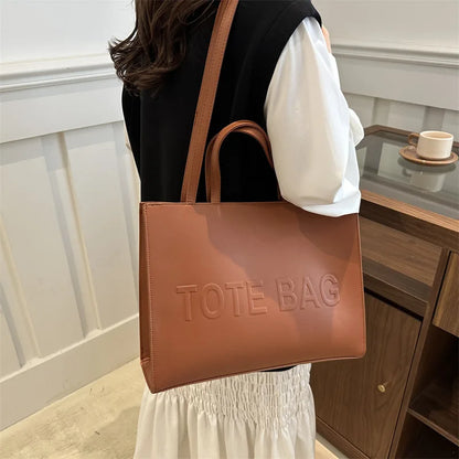 PU Leather Tote Bag – Vintage Embossed Shoulder & Crossbody Bag