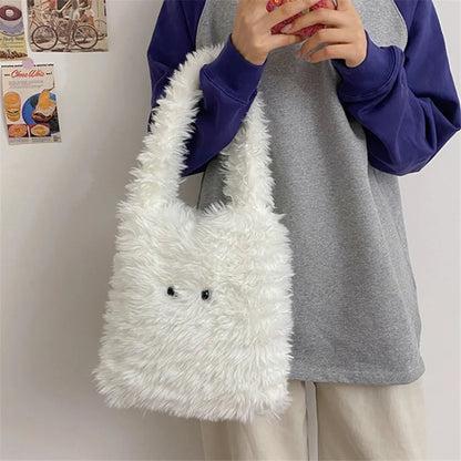 Fluffy Faux Fur Tote Bag Cute Y2K Handbag for Women