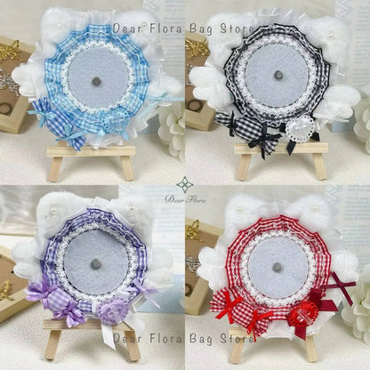 Cat Ear Badge Holder for Itabag – Handmade Lace Flower Wings Pin Tray