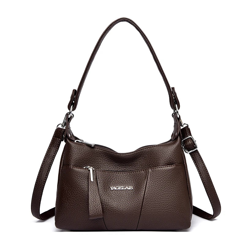 2-Layer PU Leather Crossbody Shoulder Bag for Women