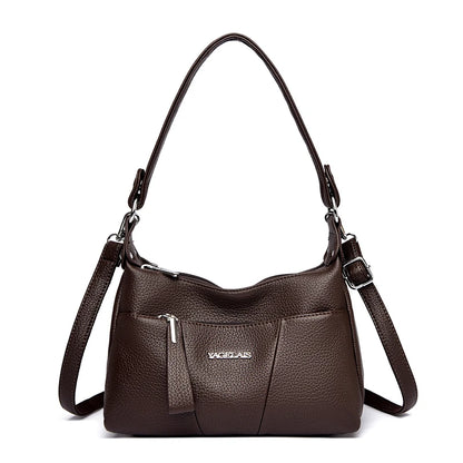 2-Layer PU Leather Crossbody Shoulder Bag for Women