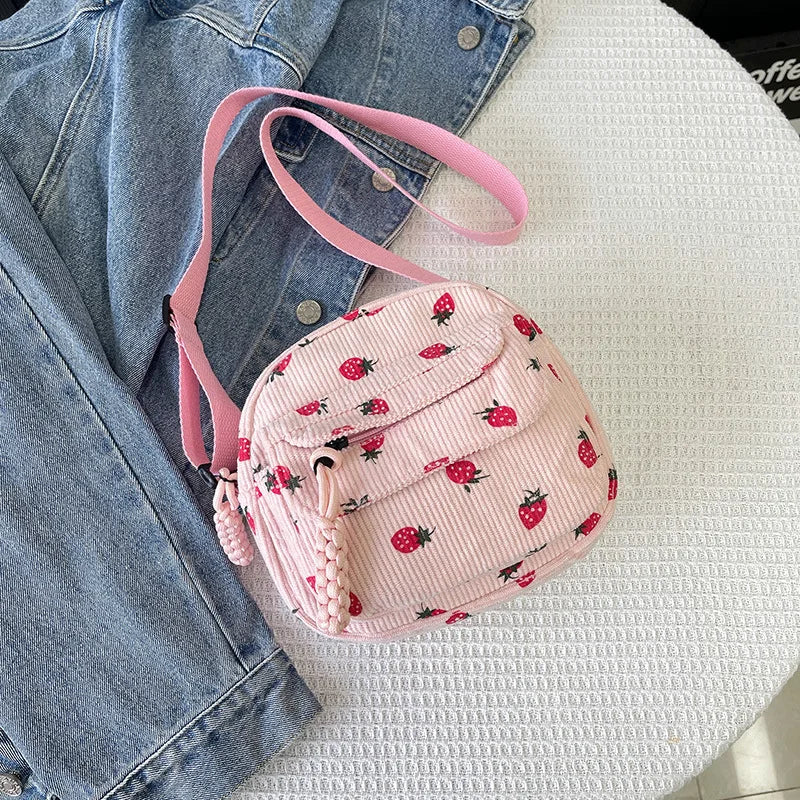 Strawberry Pattern Crossbody Bag for Teen Girls