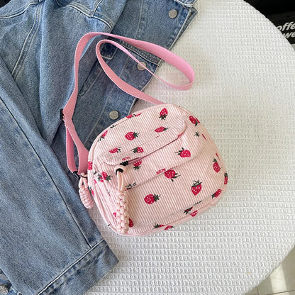 Strawberry Pattern Crossbody Bag for Teen Girls
