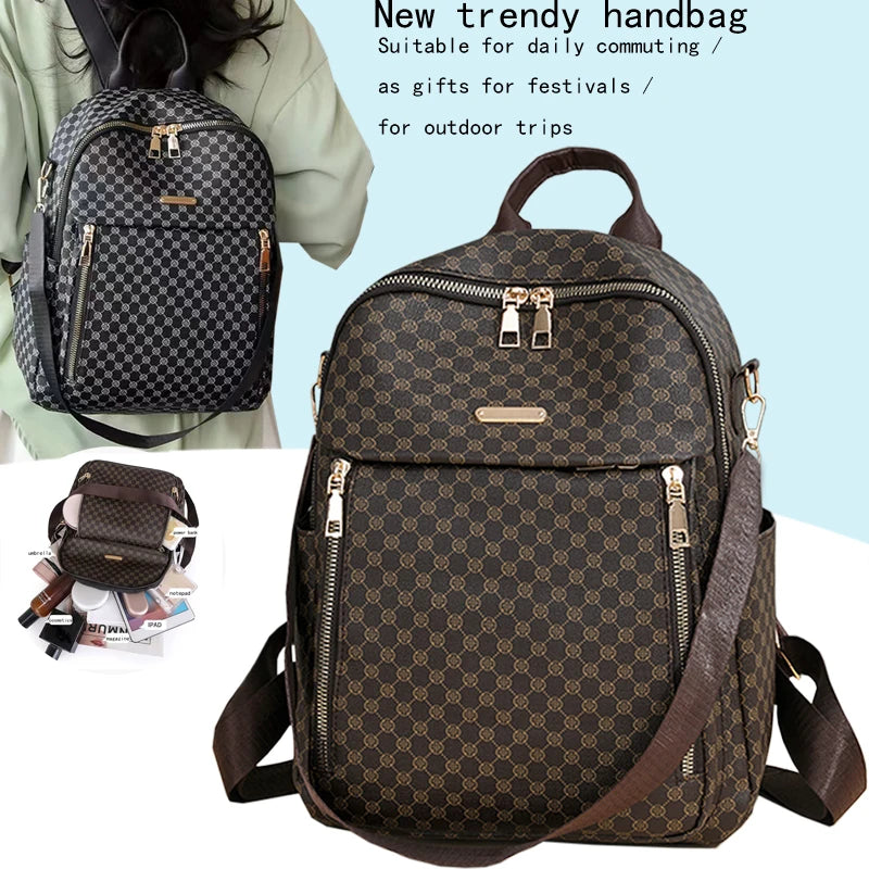 Vintage Checkered Backpack – Compact Retro Daypack