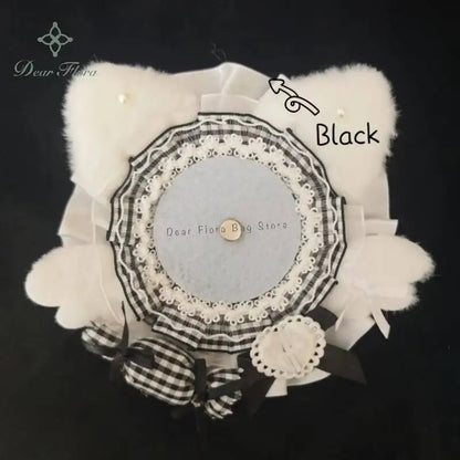Cat Ear Badge Holder for Itabag – Handmade Lace Flower Wings Pin Tray
