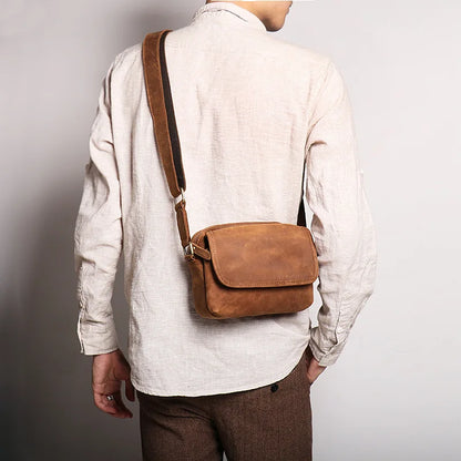 Crazy Horse Leather Retro Men S Shoulder Bag Women Diagonal Cross Large Capacity Ipad Storage