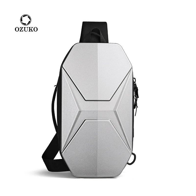 Functional Chest Bag Men Pc Hard Shell Crossbody Bag Large-Capacity Single-Shoulder Waterproof