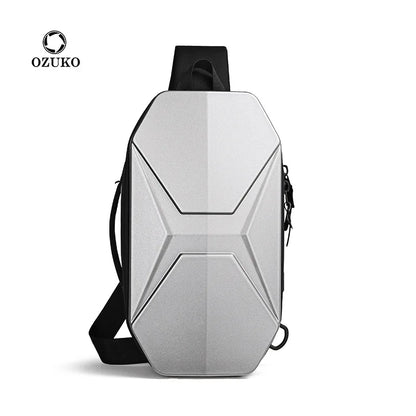 Functional Chest Bag Men Pc Hard Shell Crossbody Bag Large-Capacity Single-Shoulder Waterproof