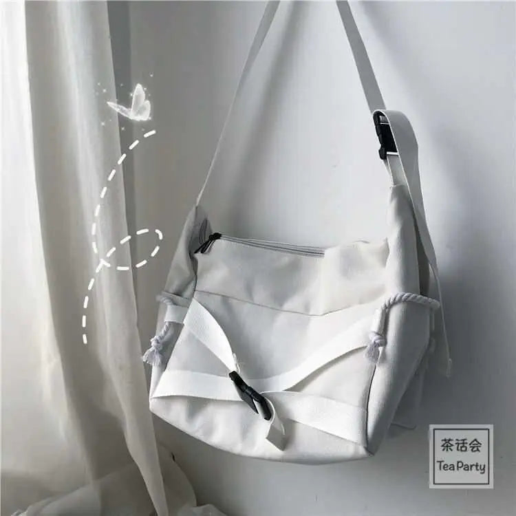Harajuku Canvas Crossbody Bag – Women's Large Capacity Messenger Bag