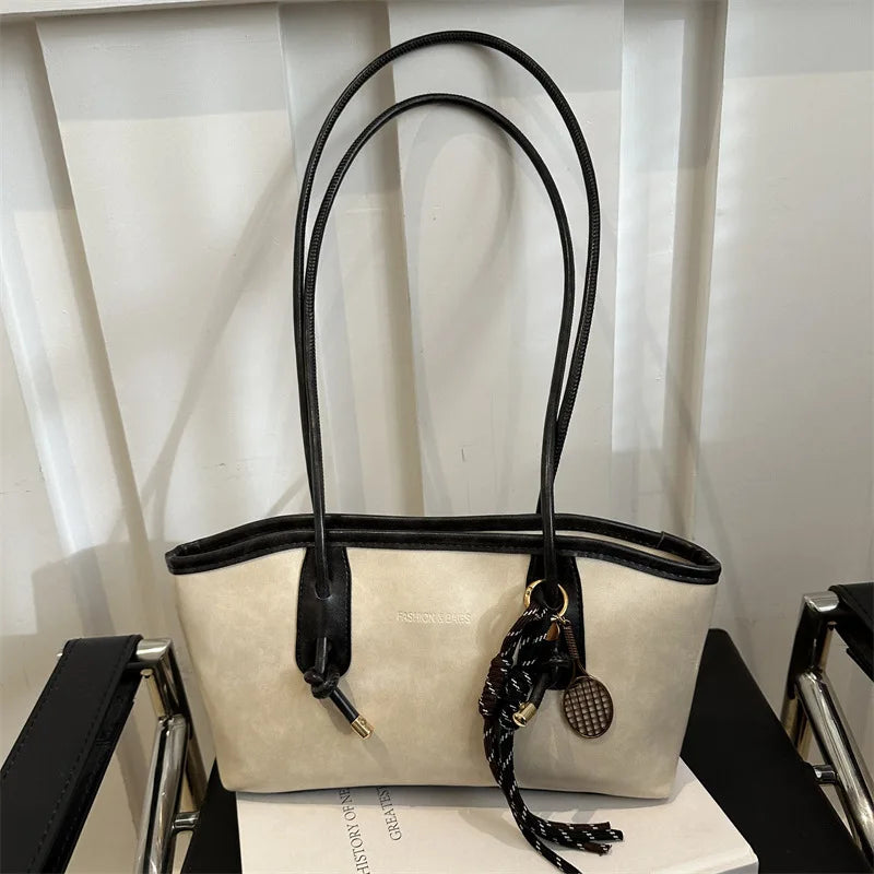 Vintage Leather Shoulder Bag – Large Capacity Women's Handbag