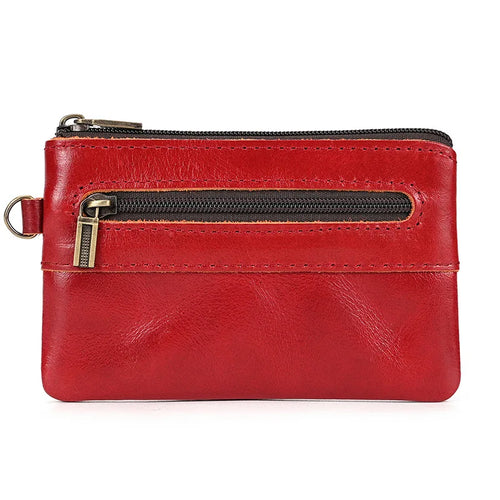 High-Grade Real Leather Coin Purse Card Bag Men Women Casual Pocket Square Thin