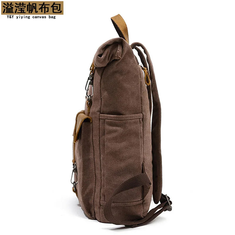 Rucksack Men Retro Shoulder Computer Storage Large Capacity Bag Students Outdoor Wear - Resistant