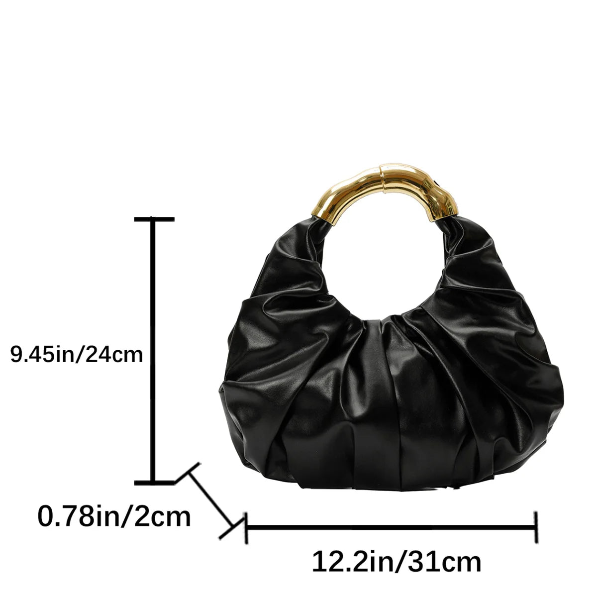 Elegant Glamorous Women Dinner Bag Solid Color Cloud Wrinkled Soft Pu Leather Handbag Prom Banquet