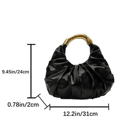 Elegant Glamorous Women Dinner Bag Solid Color Cloud Wrinkled Soft Pu Leather Handbag Prom Banquet