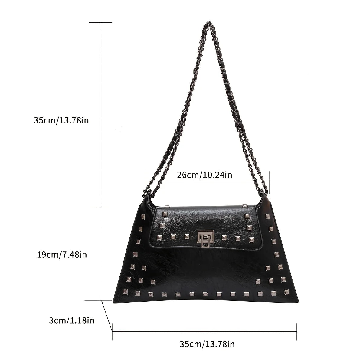 Rivet Chain Shoulder Bag Vintage Studded Leather Purse