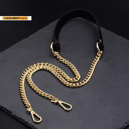 120cm Replacement Metal Bag Chain Strap Pu Leather Shoulder Strap Diy Handbag Crossbody Bag