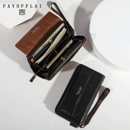 Homefish Men S Pu Zipper Handbag Large Capacity Long Wallet Clutch Bag Phone Multi Card Holder Coin