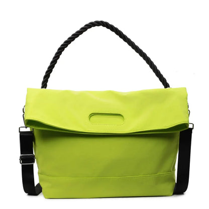 Large Capacity Nylon Shoulder Bags Women Fluorescent Green Casual Totes Korea Style Cloth Packages