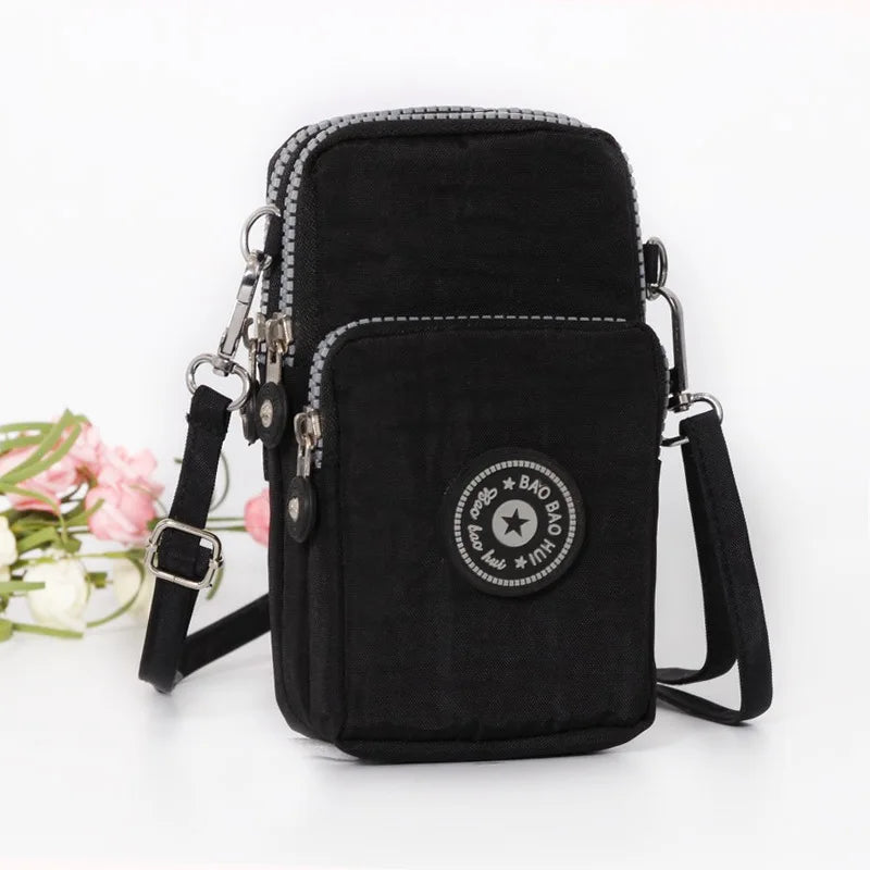 Multi Pattern Printed Crossbody Phone Bag Lightweight Nylon Purse Adjustable Strap Mini Shoulder