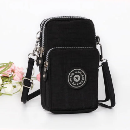 Multi Pattern Printed Crossbody Phone Bag Lightweight Nylon Purse Adjustable Strap Mini Shoulder