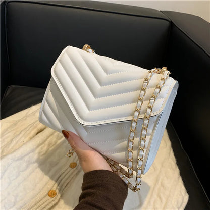 Quilted Chevron Chain Crossbody Bag – Women's Luxury Shoulder Purse