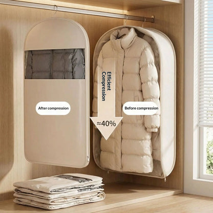 1pc Down Jacket Compressed Dust Cover Clothes Compression Hanging Bag Household Visible Storage