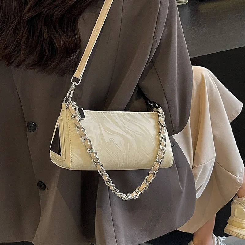 Chain Strap Crossbody Bag – Triangle Shoulder Purse