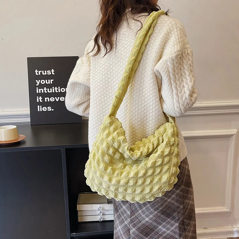 Bubble Cloud Shoulder Bag – Women's Pleated Tote Handbag