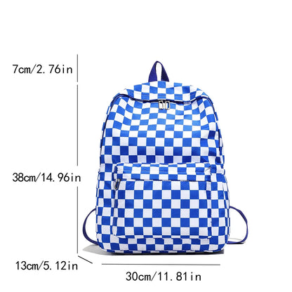 Checkerboard Laptop Backpack Women - Print Crossbody Set Multi Pocket Adjustable Straps Campus
