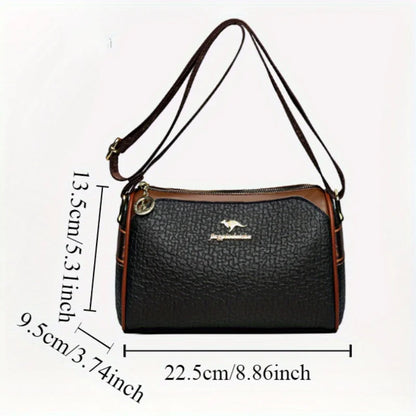 PU Leather Crossbody Bag Women Textured Shoulder Wide Strap