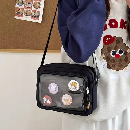Mini Ita Crossbody Bag – Transparent Pocket Small Shoulder Bag for Badge Display