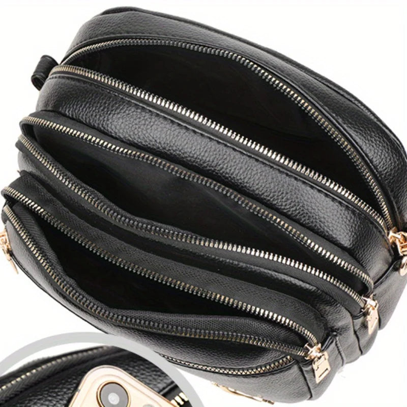 Multi-Pocket Crossbody Bag for Women – Soft Leather Shoulder Bag